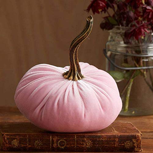 Deko Kürbis Samt Samtstoff Handgemachte Samt Kürbisse Deko Super Weicher Gefüllter Kürbis mit Exquisiten Bloggerstyle neu ca. 15 cm (Rosa) von Wanshop