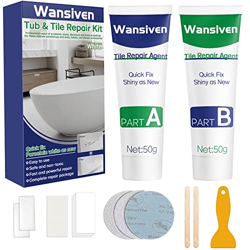Wansiven Fliesenreparaturset Weiß, Emaille Reparatur Set Wasserdichtes Und Auslaufsicheres Keramik Sanierung kit, Waschbecken Reparaturset Zum Reparieren Von Kratzern, Löchern, Rissen 100 g Wansiven Fliesenreparaturset Weiß, Emaille Reparatur Set Wasserdichtes Und Auslaufsicheres Keramik Sanierung kit, Waschbecken Reparaturset Zum Reparieren Von Kratzern, Löchern, Rissen 100 g von Wansiven