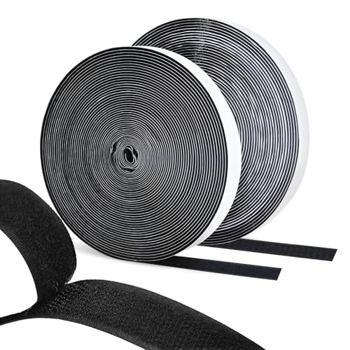 Wantli Klettband Selbstklebend 10 mx2 cm Extra Stark, Klettband Selbstklebend Doppelseitiges Klettband für innen und außen, Für Moskitonetze/Wände/Boden/Tür/Gläser/Metalle (Schwarz) von Wantli