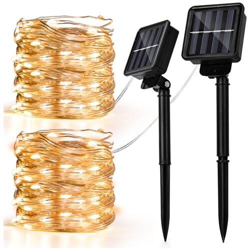 Wantli Solar Lichterkette Aussen, 2 x 7m 50led 8 Modus Lichterkette Außen Solar, Lichterkette Für Balkon, Gartendeko, Bäume, Terrasse, Solarlichterkette Außen Wetterfest, Solar Lichterkette Outdo von Wantli