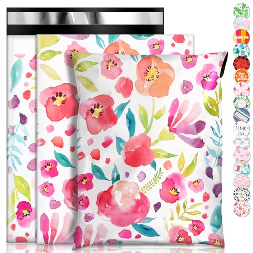 Wanxida 100St Folienversandtaschen Plastikversandbeutel Versandbeutel Warenbeutel Versandtasche, undurchsichtig, 25cm x 35cm (Blume) von Wanxida