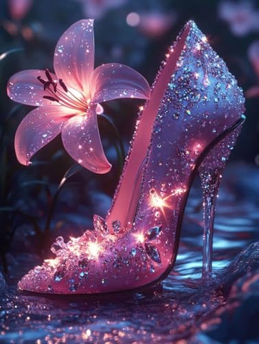 5D Diamant Painting Bilder Blumen Diamond Painting High Heels Diamond Painting Erwachsene, Mosaikherstellung DIY Runde Drill Diamant Painting Set für Anfänger, Haus WandDeko Geschenk 40x50 cm 5-2 von Wanziho