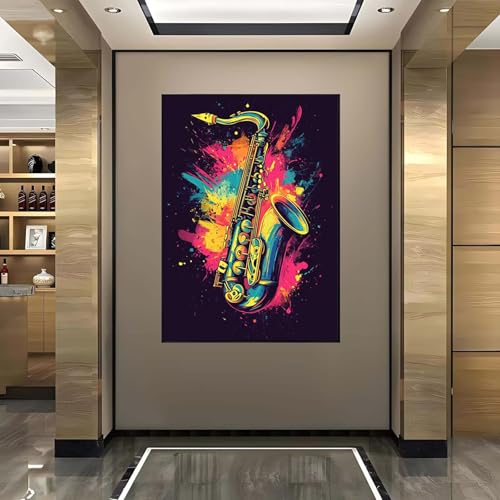 Diamond Painting Erwachsene, 5D Diamond Painting Saxophon Diamant Painting Bilder Musik, Diamond Painting Kinder DIY Runde Drill Crystal Strass Stickerei Painting für Wanddeko Geschenk 30x40 cm W-6 von Wanziho