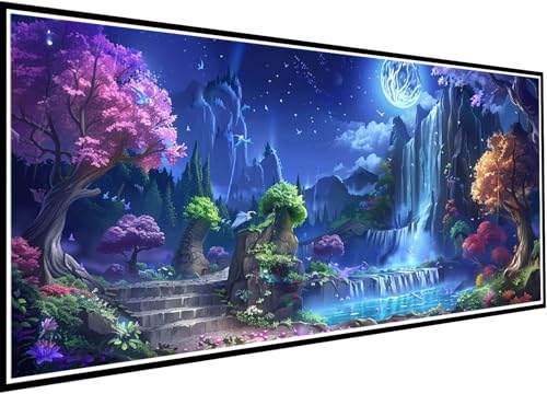 Diamond Painting Erwachsene Groß XXL 100x235cm, Wasserfall Diamant Painting Bilder Mond Diamant Malerei Set für Anfänger DIY 5D Eckige Steine Strass Kreuzstich Set Als Geschenk für Wand Deko 21-pB Diamond Painting Erwachsene Groß XXL 100x235cm, Wasserfall Diamant Painting Bilder Mond Diamant Malerei Set für Anfänger DIY 5D Eckige Steine Strass Kreuzstich Set Als Geschenk für Wand Deko 21-pB von Wanziho