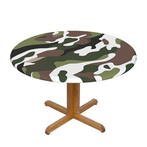 Runde Tischdecke mit Camouflage-Muster, wasserdicht und abwischbar, mit elastischen Kanten, geeignet zum Dekorieren von runden Tischen. von WapNo
