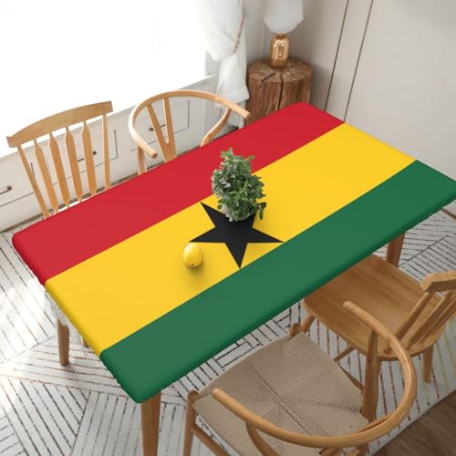 WapNo Rechteckige Tischdecke mit Flagge von Ghana, 1,5 m, für Party, DJ, Messe, Bankett, Hochzeit von WapNo