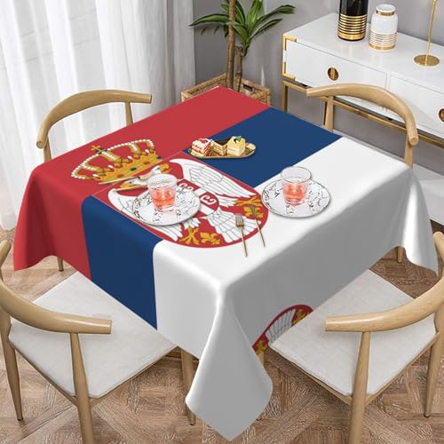 WapNo Tischdecke mit serbischer Flagge von Serbien, 152,4 cm, quadratische Tischdecke für Zuhause, Küche, Esstisch, Terrasse WapNo Tischdecke mit serbischer Flagge von Serbien, 152,4 cm, quadratische Tischdecke für Zuhause, Küche, Esstisch, Terrasse von WapNo