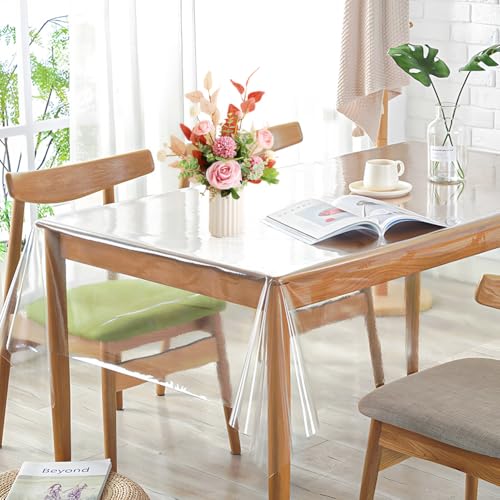 Tischdecke Transparent, Durchsichtige Tischdecke, Tischfolie Durchsichtig PVC 0.13 mm Stark Wasserdicht Abwaschbar Tischschutzfolie, Wunschmaß Tisch Schutzfolie (100 x 160 cm) von Wapasezyar