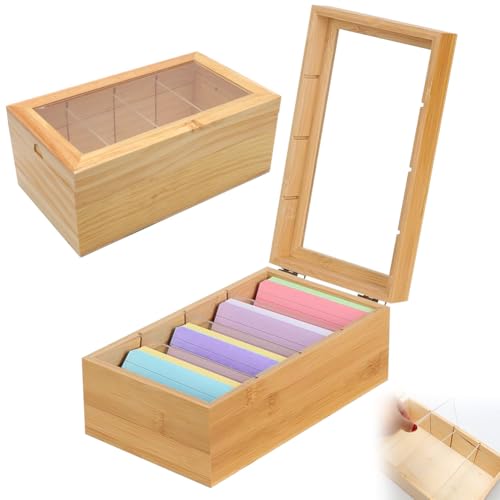 Wapasezyar Karteikarten Box Karteikasten Holz mit Deckel Lernkarteibox Holz Vokabelbox für Büro Schulen und Heim （Karteikarten Nicht im Enthalten） von Wapasezyar