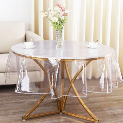 Wapasezyar Tischdecke Transparent Rund 150cm, PVC Tischfolie Rund, Tischschutz Schutztischdecke Folie Fettdicht Tischschutzfolie Tischschutz, Wasserdicht Tisch Schutzfolie Durchmesser 150cm von Wapasezyar