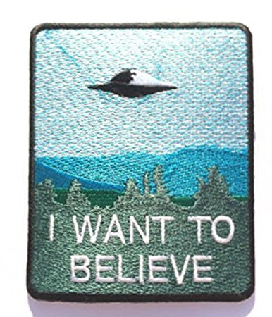 Bestickter Aufnäher / Abzeichen mit Aufschrift „I want to believe“, zum Aufnähen oder Aufbügeln, 9 cm von Wardah Limited