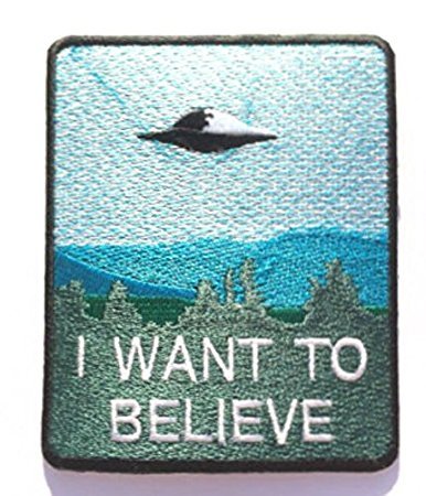 Bestickter Aufnäher / Abzeichen mit Aufschrift „I want to believe“, zum Aufnähen oder Aufbügeln, 9 cm Bestickter Aufnäher / Abzeichen mit Aufschrift „I want to believe“, zum Aufnähen oder Aufbügeln, 9 cm von Wardah Limited