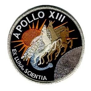 Nasa Apollo 13 EX LUNA, Scientia grauer Rand, besticktes Abzeichen zum Aufnähen oder Aufbügeln, 10 cm von Wardah Limited