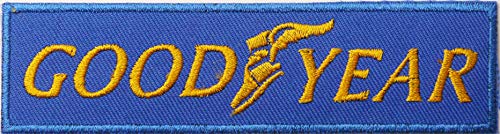 Wardah Limited Goodyear Reifen Blau & Gelb Bestickt Abzeichen Patch Aufnäher Bügelbild 12 cm x 3 cm von Wardah Limited