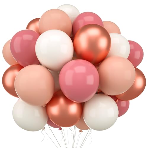 WAREHOUSE 30 Stück 12” Ballons Weißer roségoldener Luftballons, Geburtstag Ballons,Helium Luftballons Rose Luftballon Girlande für luftballons hochzeit, ballon girlande, Taufe Deko. von Warehouse
