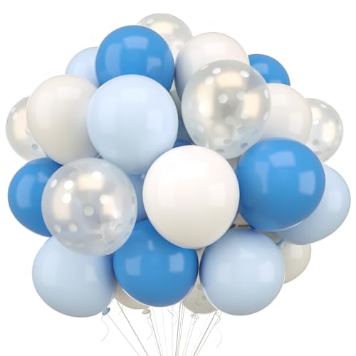 WAREHOUSE 30 Stück 12” Ballons blaue Weiß silberne,Luftballons Geburtstag,Ballons Helium,Luftballons blaue Weiß,Luftballon Girlande für luftballons hochzeit,ballon girlande, Taufe Deko. von Warehouse