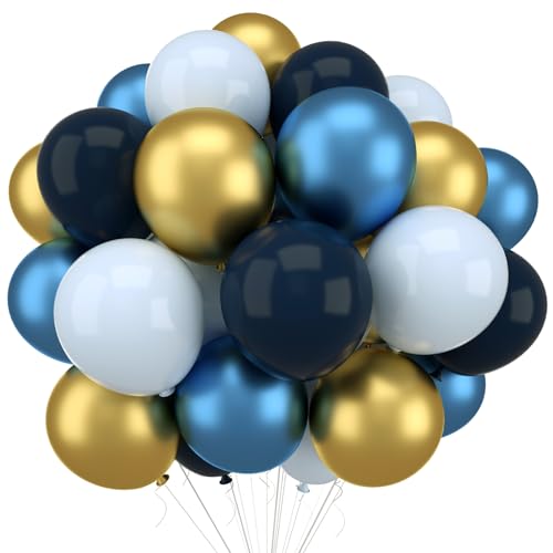 WAREHOUSE 30 Stück 12” Ballons blaues Gold, Luftballons Geburtstag,Ballons Helium,Luftballons blaues Gold,Luftballon Girlande für luftballons hochzeit, ballon girlande, Taufe Deko. von Warehouse