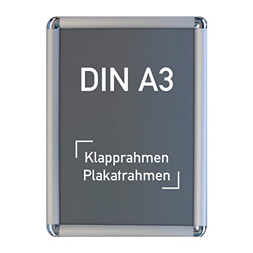 DIN A3 | Alu Klapprahmen silber runde Ecken, Wechselrahmen, 240 x 325 mm von Warenfux24