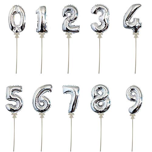 Warenfux24 Folienballon mit Stick, selbstaufblasend, Höhe 20 cm, Zahlen 0 bis 9 einzeln wählbar (8) von Warenfux24