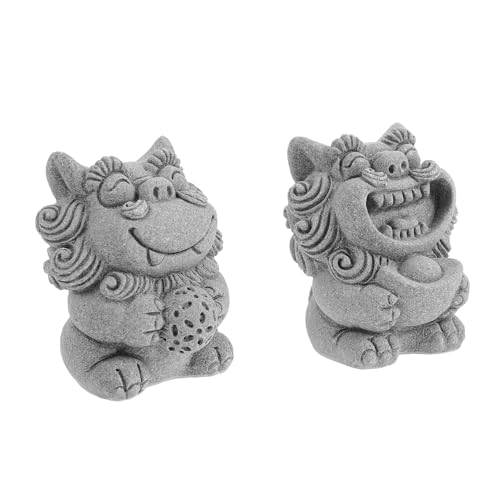Warmhm 1 Paar Löwen-Desktop-Dekoration wohnungseinrichtung Home Decoration House Decoration wohnraumdeko Löwen Tischdekoration Frosch Hund Löwenmodell Löwenverzierung Spritzguss Dark Grey von Warmhm