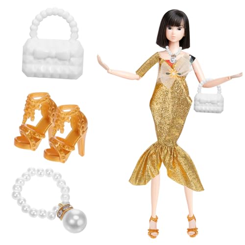 Warmhm 1 Satz Abendkleid Meerjungfrau Puppenkleid Puppenmode Set Schmuck für Puppen Puppenoutfit mit Zubehör Puppenparty Kleidung Miniaturschuh formelles Partykleid für Puppen Plüsch von Warmhm