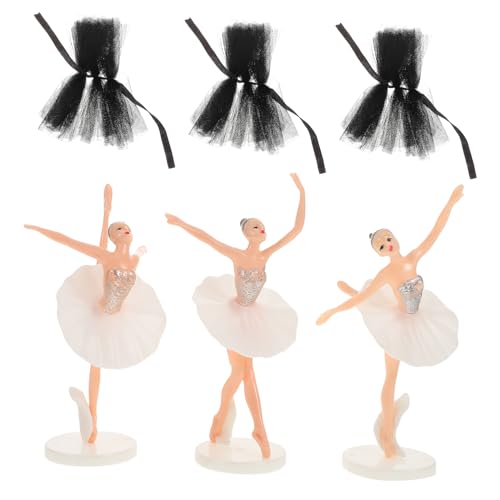 Warmhm 1 Satz Ballettmädchen-Ornamente Ballerina Ballettröckchen Dekorationen erste Oh Party Miniaturen Kuchendekor aus Kunststoff Kuchendekoration Gittergewebe Black von Warmhm
