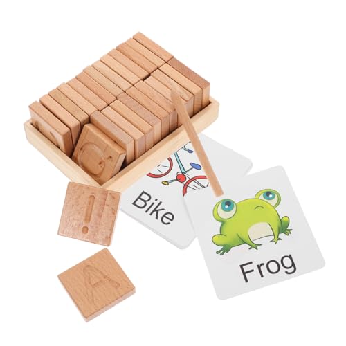 Warmhm 1 Satz Briefverfolgungsbrett Holz-Alphabet-zeichenbretter Kleinkind Rätsel Buchstabenblock Lernen Kleinkind-Puzzle Alphabet-rechtschreibspiel Papier Beige von Warmhm