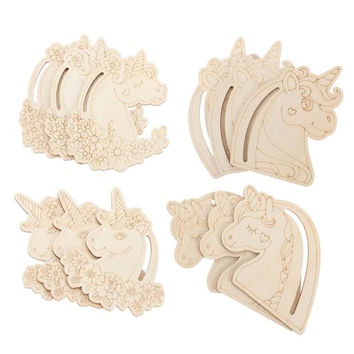 Warmhm 1 Satz Lackierte Holzspäne Einhorn Diy Hängendes Kunsthandwerk Für Handwerk Tiere Herstellung Dekoration Holzbrettchen Etikett Bastelset Basteln 3 Mm Pappelbrett 12 Stück von Warmhm
