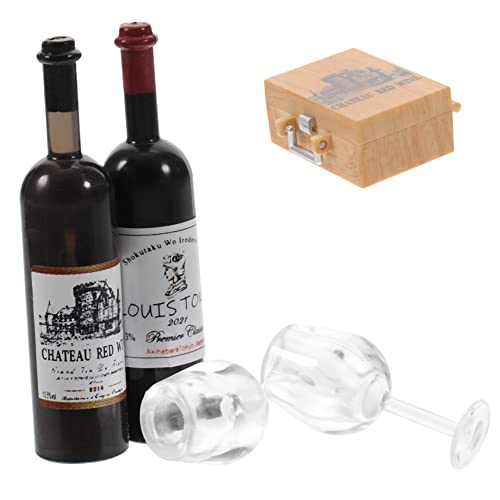 Warmhm 1 Satz Puppenhaus Wein Flasche Mini Kinderparty Gefälligkeiten Winzige Gläser Puppenhaus Brille Puppe Brille Puppenbrille Puppenhauszubehör Puppenhaus Kelch Plastik von Warmhm