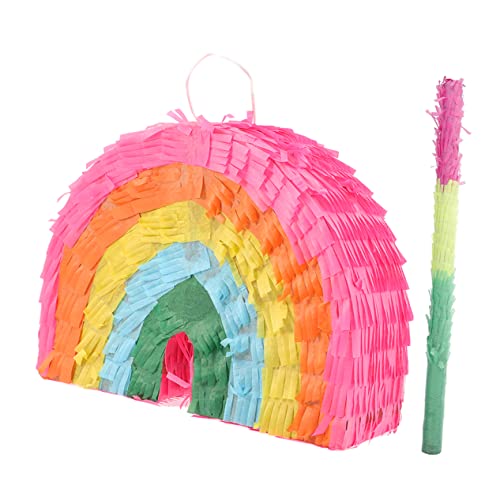 Warmhm 1 Satz Rainbow Piñata für Kindergeburtstag Teiliges mit Buntem Piñata Stick Dekoration für Mädchenparty Spaßige Aktivitäten und Gastgeschenke für Unvergessliche Feiern von Warmhm