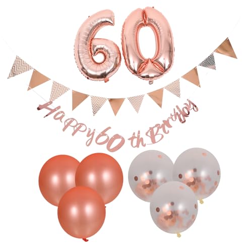 1 Satz Banner mit Geburtstagsballons Dekorationen für Jubiläumsfeiern Nummer 60 Ballons 60 Jahre Luftballons Geburtstagsparty-Zubehör Latexballons Pailletten Konfetti von Warmhm