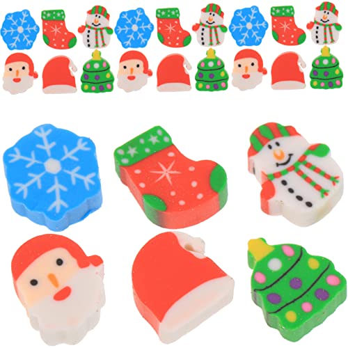 Warmhm 1 Schachtel Weihnachtliche Radiergummis Mini Radierer für Cartoon Weihnachtsmann Schneemann für Schulbedarf und Leicht und Tragbar von Warmhm