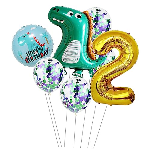 Warmhm 1 Set Dinosaurier Ballon Set Vatertagsballon Hallo Ballons Happy Birthday Ballon Banner Folienballons Royal Ballons Thanksgiving Ballons Party Dekoration Aluminiumfolie von Warmhm