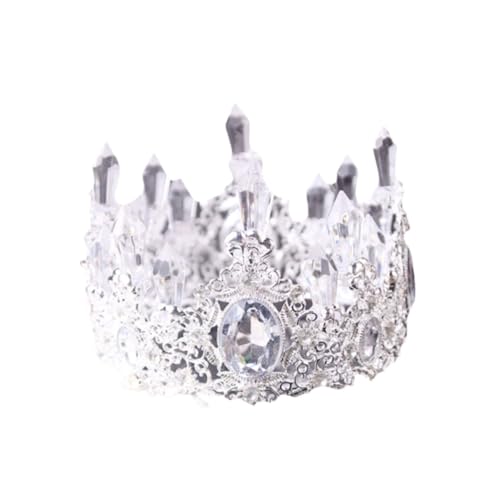 Warmhm 1 Stück Barocke Kristallkrone Tortenaufsatz Tiara Dessert Deko Dekoration für Hochzeiten Geburtstagsfeiern und Andere Anlässe Silberne von Warmhm