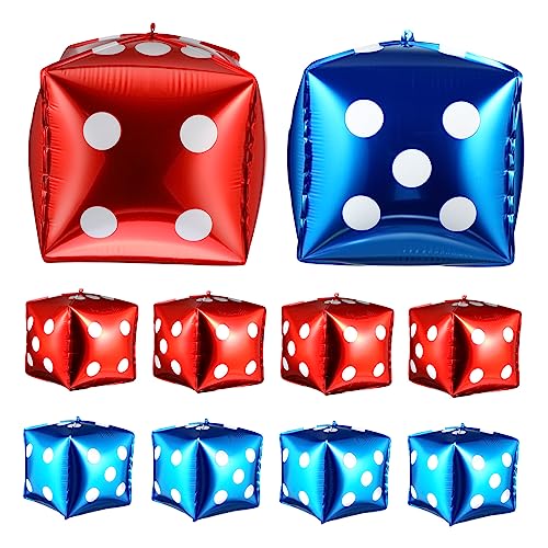 Warmhm 10stücke Würfel-luftballons Aus Aluminiumfolie Dekoration Für Partys Hochzeiten Und Geburtstagsfeiern -thema Rot Und Blau Kreative Fotorequisiten von Warmhm