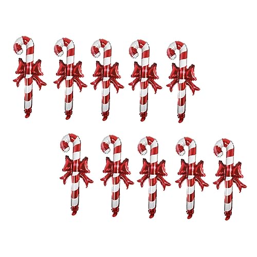 Warmhm 10 Stück Handheld Weihnachtsballons Zuckerstangen Design Aufblasbare Folienballons für Festliche Dekoration für Freunde Farbenfrohe Party von Warmhm