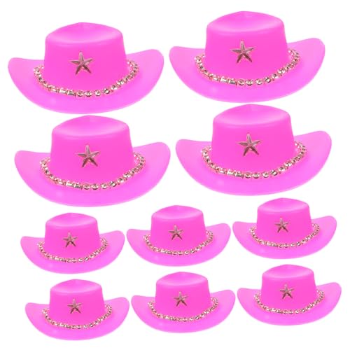 Warmhm 10 Stück Mini-Cowboyhut doll Accessories Puppenhut Miniaturhüte für Puppen Puppenzubehör Hut Cowgirl Kuhmädchenhut Miniaturhüte selber Machen austauschbare Mini-Hüte Plastik von Warmhm