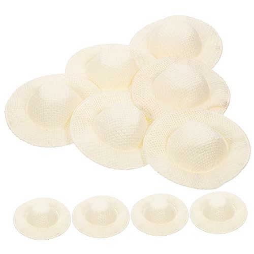 Warmhm 10 Stück Mini Hüte Kleiner Korbhut Puppenhaus Hüte Stroh Sombreros Süße Mütze Puppenhut Puppenhaus Zubehör Puppen Mini Sachen Plüsch Miniatur Sonnenhut Kopfbedeckung von Warmhm