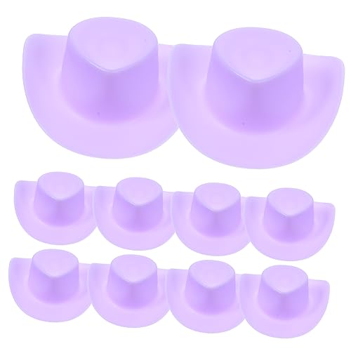 Warmhm 10 Stück Mini-cowboyhut Cowboy-Hut Cowgirl-Hut Miniatur Puppenhüte Cowboy-Puppe Puppe Cowboyhut Strohhut Cowboyhut Aus Filz Kleine Hüte Zum Basteln Kappe Mini-Hut Violett Plastik von Warmhm
