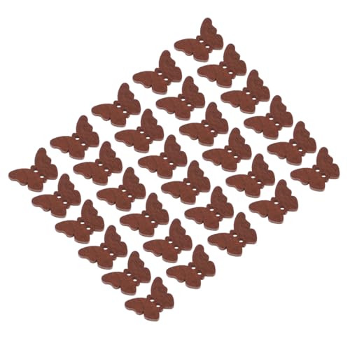 Warmhm 100 Stück Holzknöpfe zum Basteln Schmetterlinge basteln Kleid dekorativer Knopf Schmetterlingsknöpfe aus Holz Schmetterlingsknopf Schmetterlingshandwerk Brown von Warmhm