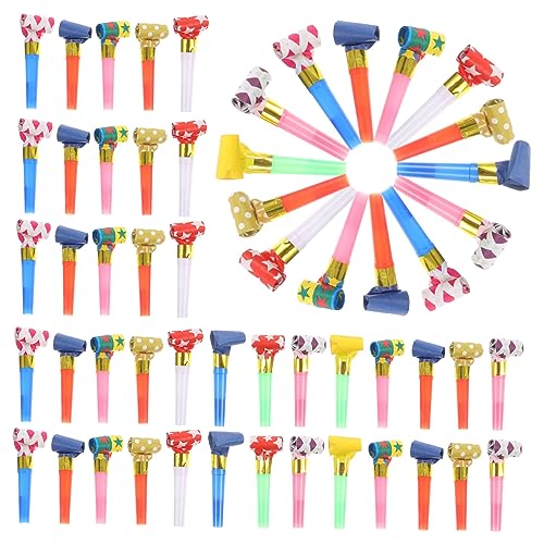 Warmhm 100 Stück Party Gebläse Tröten für Kindergeburtstag Hochzeiten Halloween und Feste Lustige Geräuschmacher für Feiern und Cheerleading Spaßiges Partyzubehör für Anlässe von Warmhm