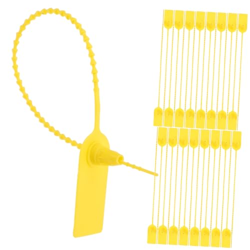 Warmhm 100 Stück Teiliges Selbstsichernde Sicherheits Zip Ties mit Wasserfesten Selbstverriegelnden Kunststoff Siegeln für Transport und Gepäckverschluss Gelb von Warmhm