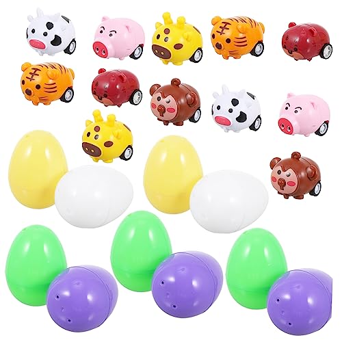 Warmhm 12 Sätze Eier Aus Tierkarren Für Tierspielzeug Für Kleinkinder Kinderspielzeug Auto Entzückende Mit Ostern Gefüllte Eier Eierschachteln Plastik Colorful von Warmhm