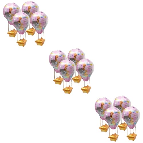 Warmhm 12 Stk Heißluftballon Dekorationen Für Hochzeitszeremonien Zoo-luftballons Heiße Luft Metallbesatz Festivalballons Metalldekor Wohnkultur Emulsion Aluminiumfolie 4d Rosa Leuchtturm von Warmhm