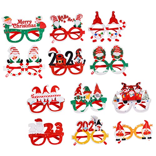 Warmhm 12 Stück Brillen für die Weihnachtsfeier kinderferngläser weihnachtsmotiv 2023 weihnachtsbrille 3D-Weihnachtsbrille weihnachtsparty liefert Requisiten für Weihnachtsfotos Filzstoff von Warmhm