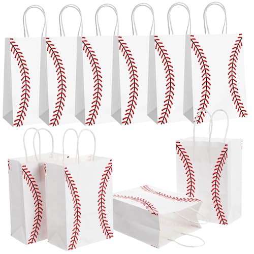 Warmhm 12 Stück Geschenktasche geschenktüten geschenkverpackung Baseball-Party-Papiertüten Taschen für Baseball-Partys große Geschenktüte Geschenkbeutel Geschenkbeutel Kraftpapier Weiß von Warmhm