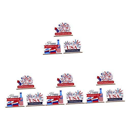 Warmhm 12 Stück Independence Day Holzdeko Teiliges aus Hochwertigem Holz Langlebige Tisch und Wohnzimmerschmuck Festliche Desktop Ornamente für Wohnzimmer Party und Amerikanischen von Warmhm