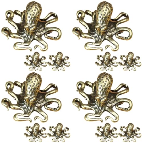 Warmhm 12 Stück Messing-Oktopus Mini-Oktopus-Figur Chinesischer Oktopus Aus Messing Metall-Oktopus-Anhänger Küchenschrank-Dekor Boutique-Dekor Tischdekoration von Warmhm