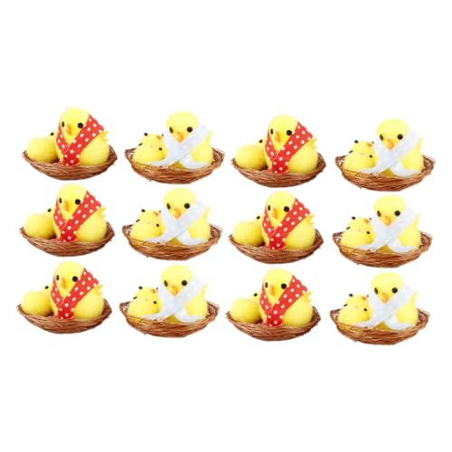 Warmhm 12 Stück Osterküken kleine Küken flauschige Chenilleküken flauschige Mini-Küken Hühnerfigur cute decor easter mini chicken osterspielzeug Küken Osterdeko Hühnchenspielzeug Plastik von Warmhm