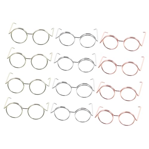 Warmhm 12 Stück Puppenbrillen aus Leichtem Sicherem Material Mini Brillen für Bastelprojekte und Dekoration Roségold für Puppen Accessoires und Kreative Gestaltung von Warmhm